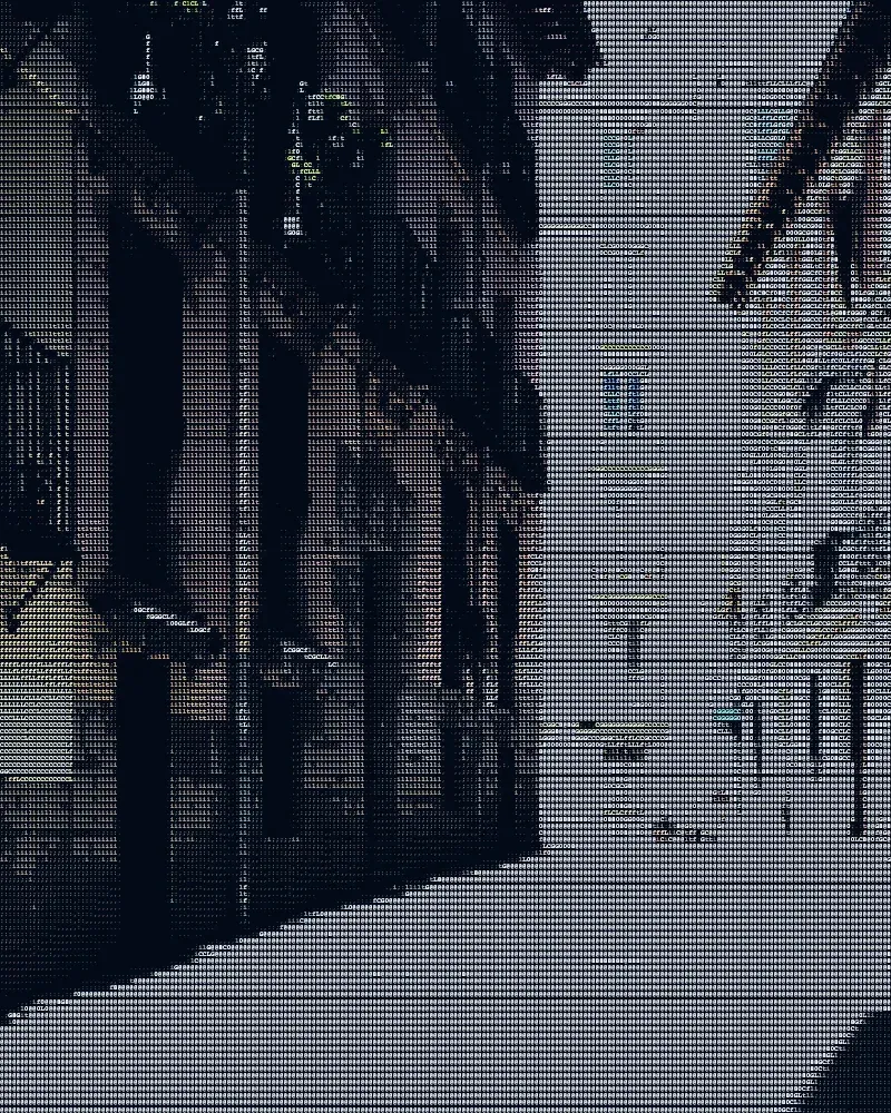 ASCII artwork of Sunlit Madrid Alley in Madrid