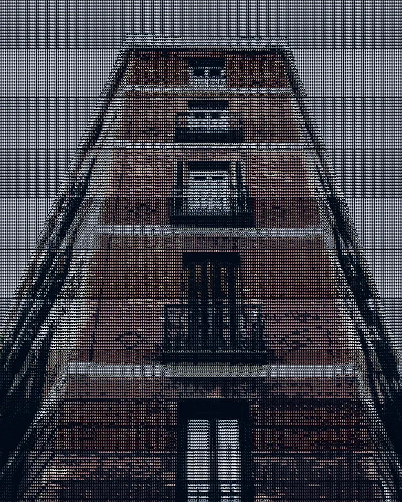 ASCII artwork of Brick Balconies in Madrid