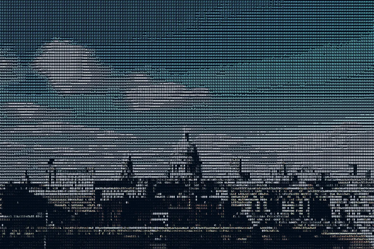 ASCII photograph of St Paul's Cathedral and Millennium Bridge, London.